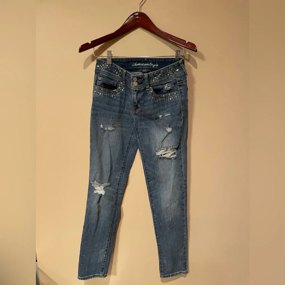 AMERICAN EAGLE - Y2K STUDDED JEANS - Size ) - Picture 9 of 11
